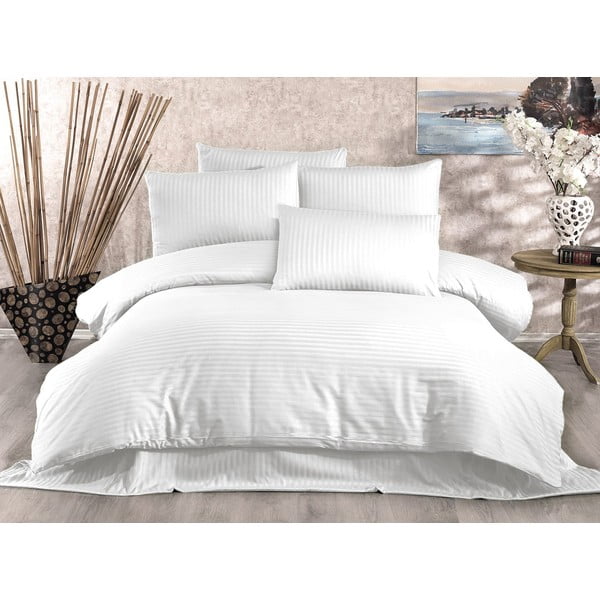 Biancheria da letto matrimoniale damascata bianca 240x220 cm Lilyum - Mijolnir