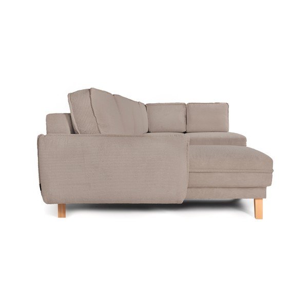 Divano angolare grigio tortora allungabile/con contenitore (con penisola a destra/a U) con rivestimento in velluto a coste Tori – Bonami Selection-image-4