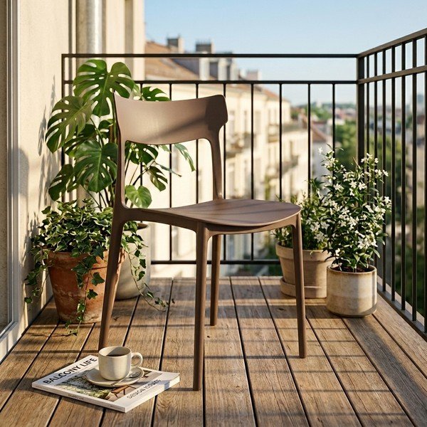 Sedia da esterno marrone in plastica Biá – Bonami Essentials-image-1