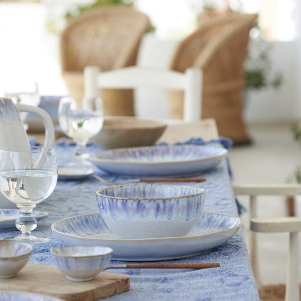 Piatto bianco/blu in gres ø 28 cm Brisa – Costa Nova-image-4