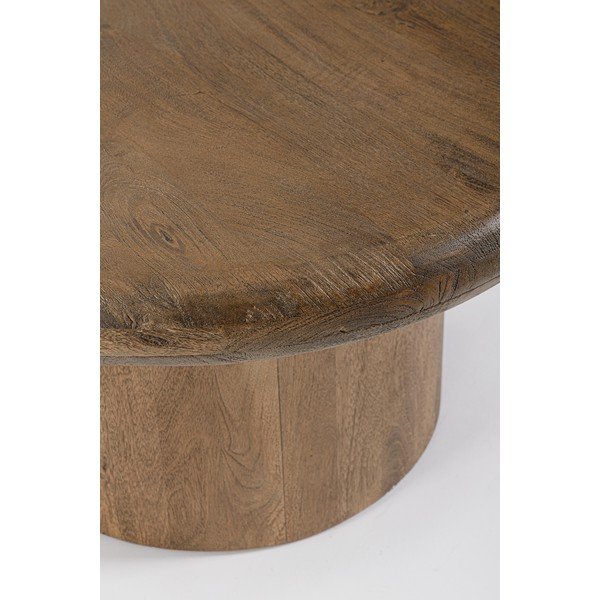 Tavolino da salotto rotondo colore naturale scuro in mango massiccio ø 75 cm Lopez – Bizzotto-image-2