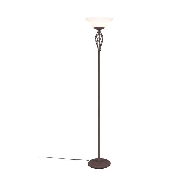 Lampada da terra marrone scuro con paralume in vetro (altezza totale 180 cm) Rustica – Trio-image-2