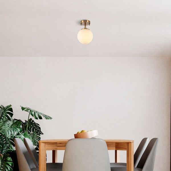 Plafoniera bianca/color ottone con paralume in vetro ø 15 cm Atmaca – Opviq lights-image-1