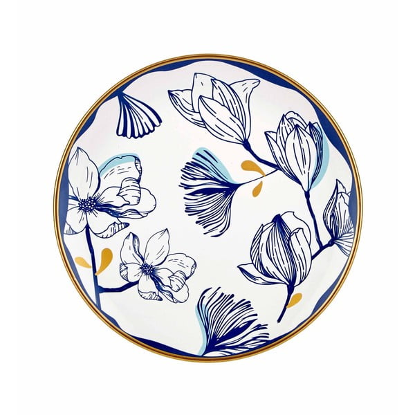 Set di 6 piatti da dessert in porcellana bianca con fiori blu Bleu Pasta, ⌀ 19 cm - Mia