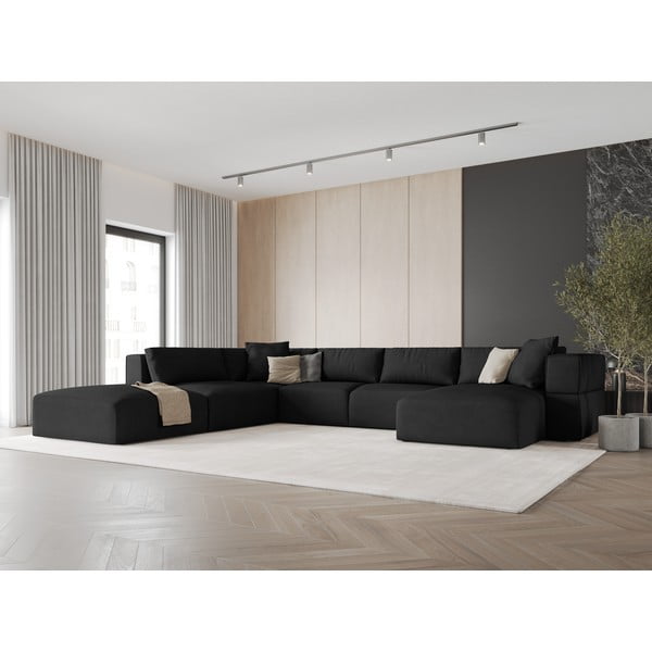 Divano a U angolare nero, angolo sinistro Esther - Milo Casa-image-1
