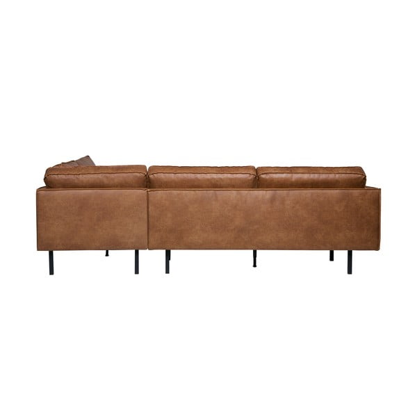 Divano angolare marrone (con penisola a destra/a L) con rivestimento in finta pelle Rodeo – WOOOD-image-4