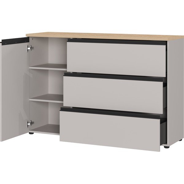 Credenza greige/colore naturale chiaro 135x91x41 cm Cormano – Germania-image-3