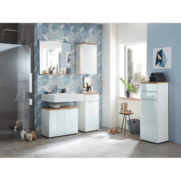 Mobile bagno sospeso bianco naturale in rovere 39x69 cm Pescara - Germania-image-1
