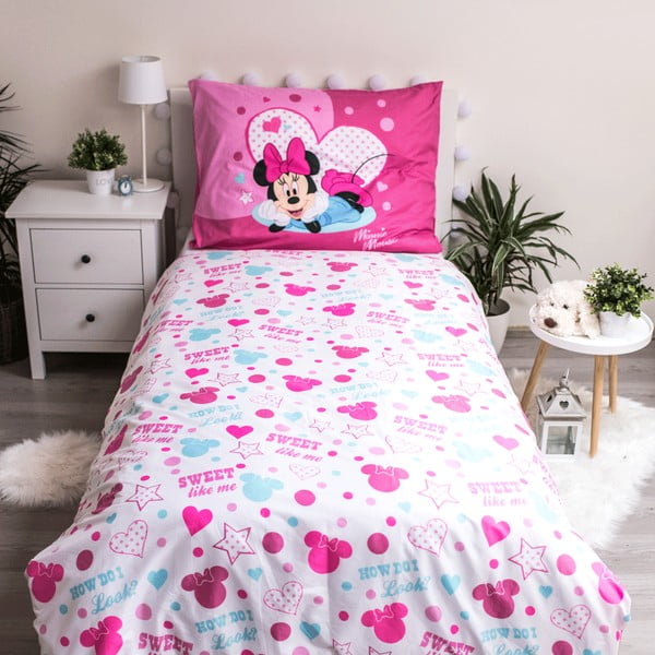 Biancheria da letto singola per bambini in microfibra 140x200 cm Minnie Sweet Like Me - Jerry Fabrics-image-2