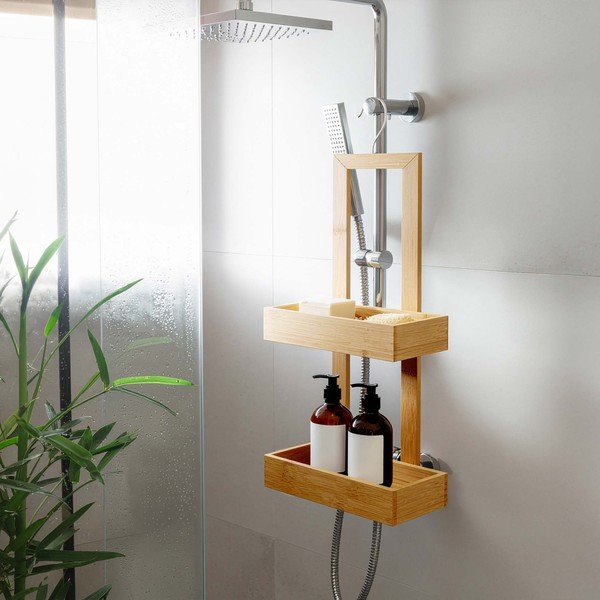 Mensola da bagno da appendere di colore naturale in bambù Hanoi – douceur d'intérieur-image-1