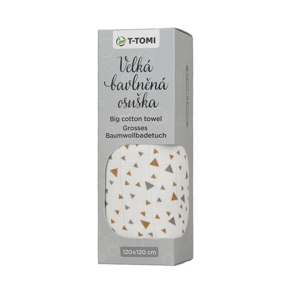 Asciugamano per bambini in cotone Tetra Beige Triangoli, 120 x 120 cm Tetra Beige triangles - T-TOMI-image-1