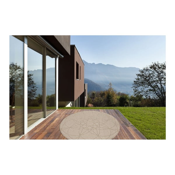 Tappeto da esterno beige , ø 194 cm Tondo - Floorita-image-4