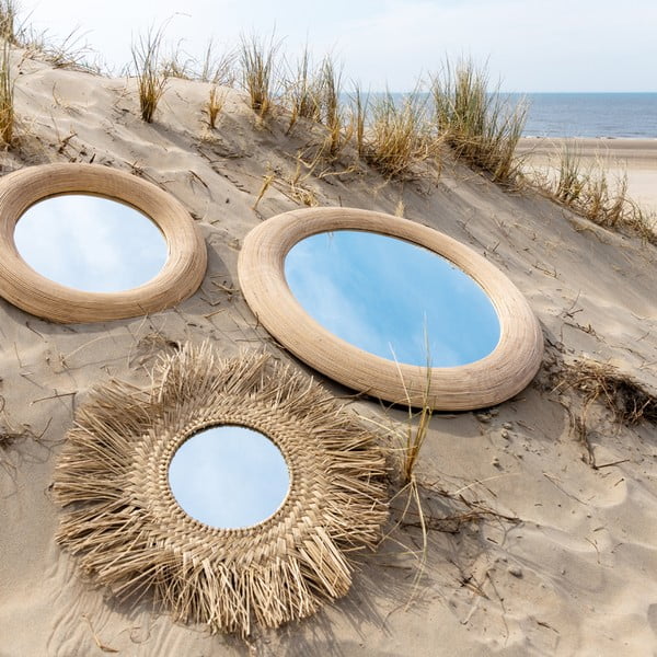 Specchio da parete con cornice in rattan ø 109,5 cm Piedre - Light & Living-image-2