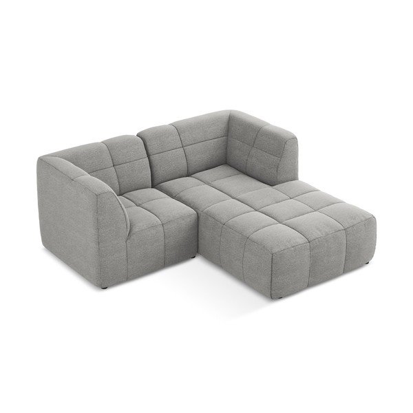 Divano angolare grigio (con penisola a destra/con chaise lounge) con rivestimento in bouclé Aloha – Makamii-image-3