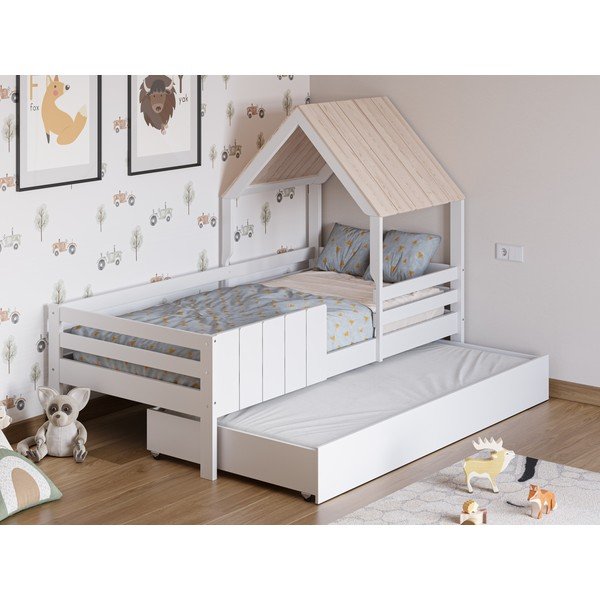 Letto da bambini a forma di casa bianco 90x190 cm Valka – Marckeric-image-1