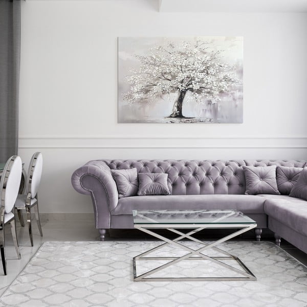 Quadro con elementi dipinti a mano 70x100 cm White Tree – Styler-image-2