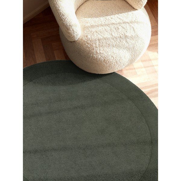 Tappeto rotondo verde scuro in misto lana tessuto a mano ø 150 cm Kivi – Villeroy&Boch-image-2