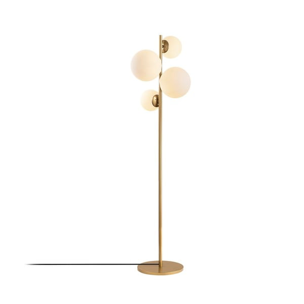 Lampada da terra bianca/color ottone con paralume in vetro (altezza totale 162 cm) Fazli – Opviq lights-image-2