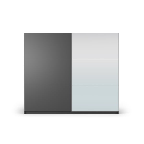 Armadio grigio scuro con specchio e ante scorrevoli 250x215 cm Lisburn - Cosmopolitan Design