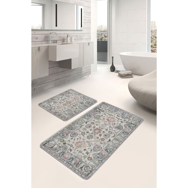 Tappetini da bagno grigi in set da 2 60x100 cm - Mila Home-image-1