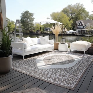 Tappeto da esterno marrone crema 80x150 cm Gemini - Elle Decoration
