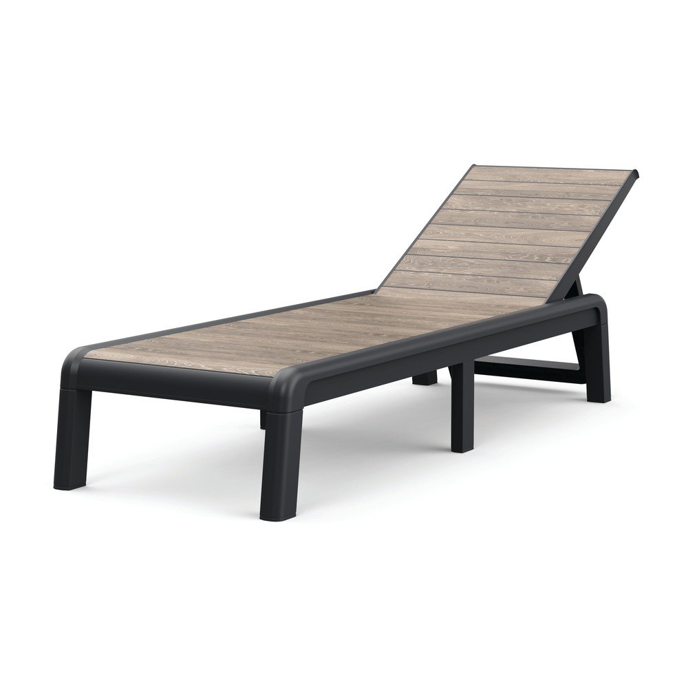 Sdraio da giardino marrone in plastica regolabile/pieghevole Deco Porto – Keter | Lettini da giardino