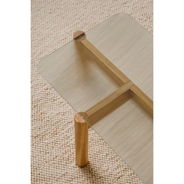 Tavolino da salotto di colore naturale con piano in vetro 55x105 cm Kob – noo.ma-image-4