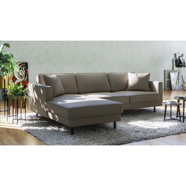 Divano angolare in pelle marrone chiaro (angolo sinistro) Kobo - MESONICA-image-1