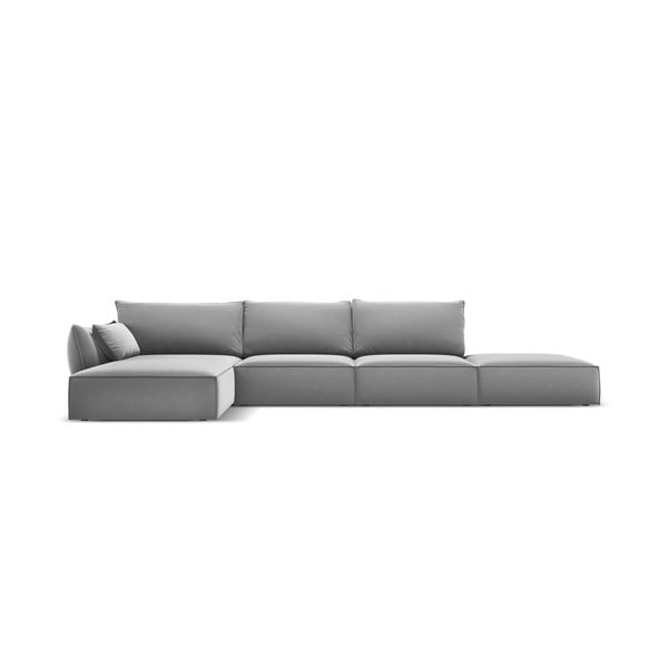 Divano angolare grigio chiaro (con penisola a sinistra/con chaise lounge) con rivestimento in velluto Vanda – Mazzini Sofas