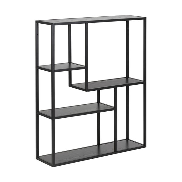 Libreria da parete nera-color legno naturale effetto frassino 75x91 cm Seaford - Actona-image-2