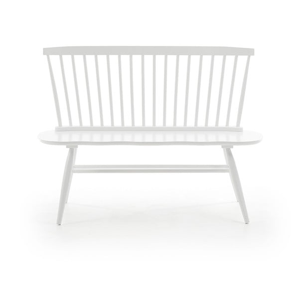 Bílá sedací lavice z kaučukového dřeva Kave Home Slover, 120 x 53 cm-image-2