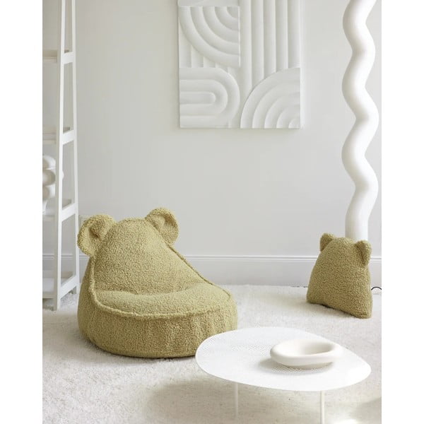 Cuscino per divano da bambini verde con rivestimento in bouclé Bear – Wigiwama-image-3
