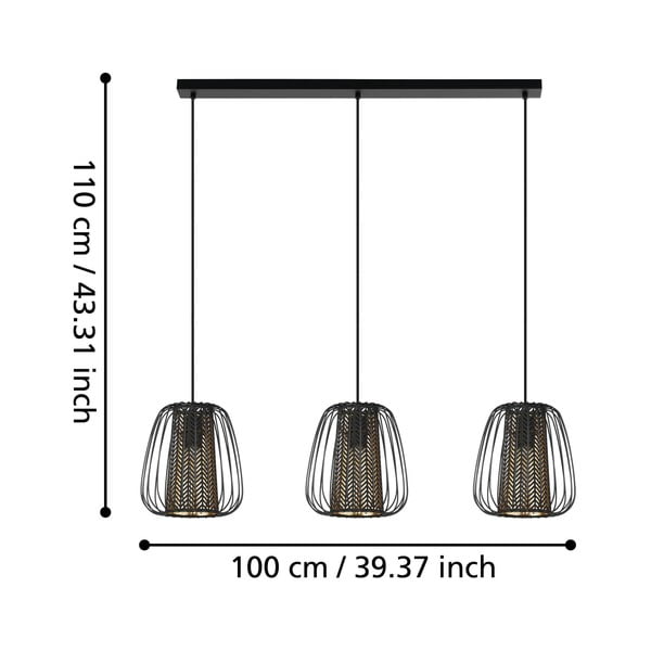 Lampadario nero con paralume in metallo/con paralume in tessuto CURASAO – EGLO-image-1