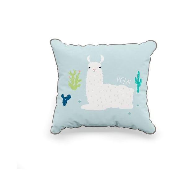Cuscino decorativo blu per bambini, 45 x 50 cm Llamas - Pinio