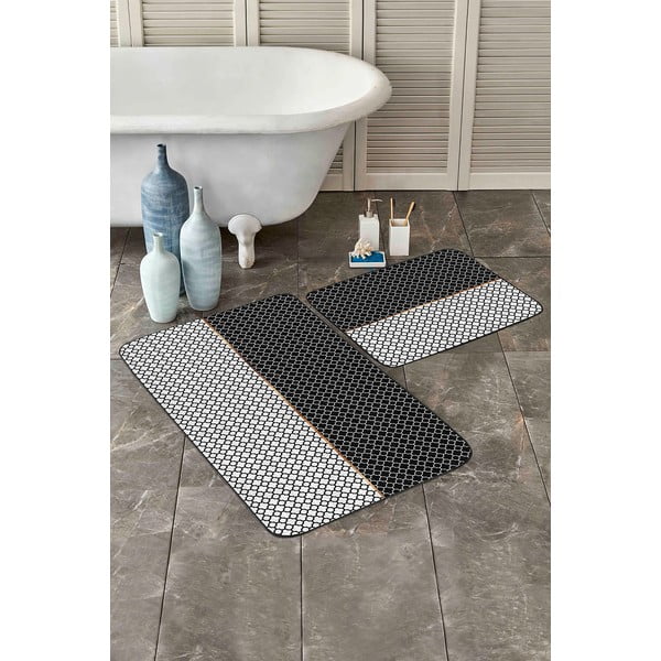 Tappeti da bagno grigio scuro in set da 2 100x60 cm - Minimalist Home World-image-2