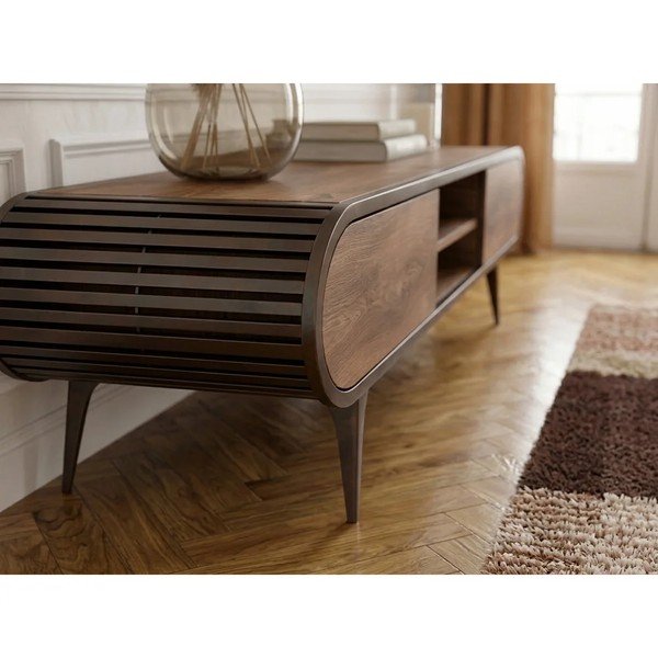 Mobile TV di colore naturale con effetto rovere 180x52x40 cm Billie – Bobochic Paris-image-2