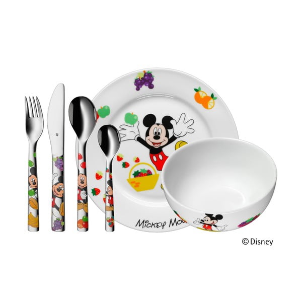 Set di 6 pezzi di posate e stoviglie in acciaio inox per bambini Mickey Mouse - WMF