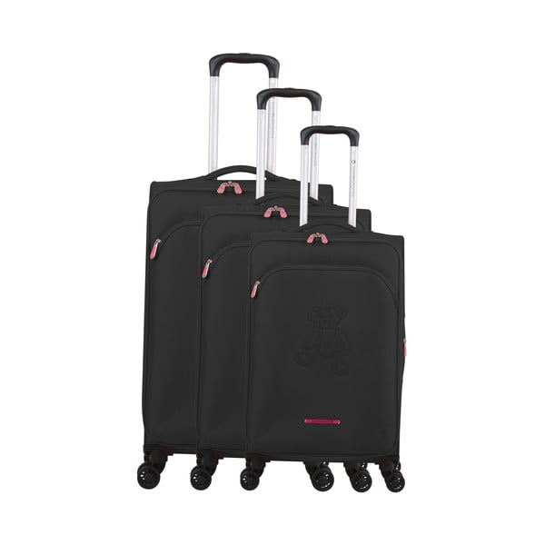 Set di 3 bagagli neri su 4 ruote Lulucastagnette Emilia - LULUCASTAGNETTE