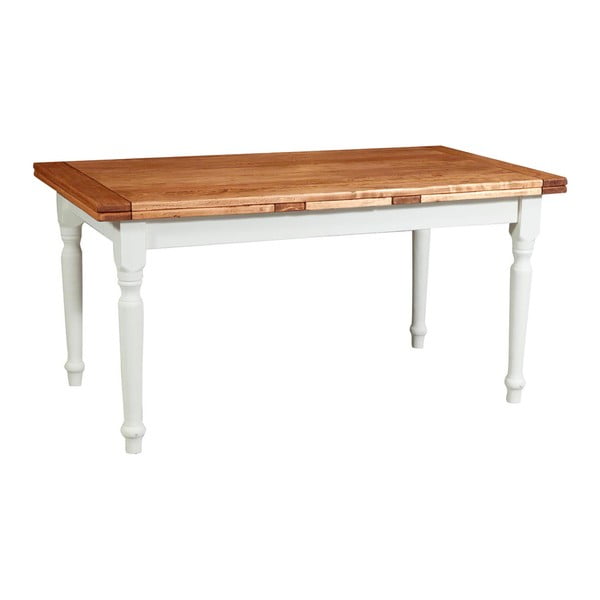 Dřevěný rozkládací jídelní stůl s bílou konstrukcí Biscottini Teigge, 160 x 90 cm