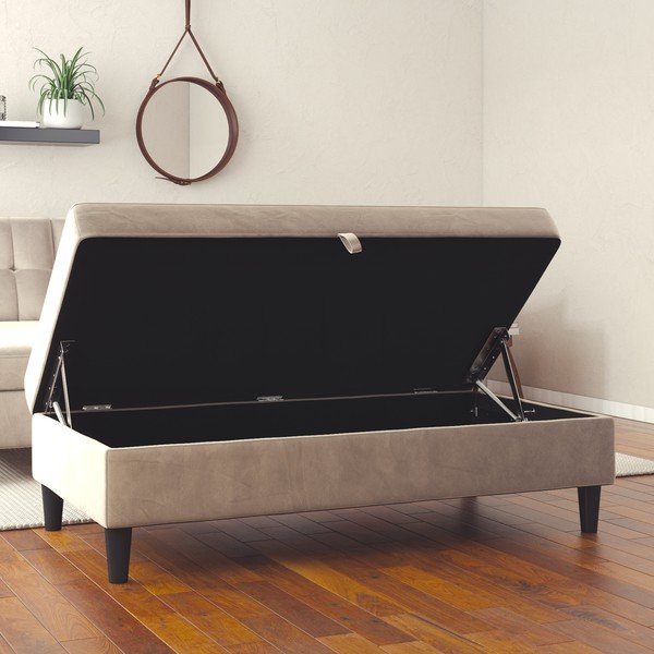 Poggiapiedi in velluto grigio Hartford - Støraa-image-1