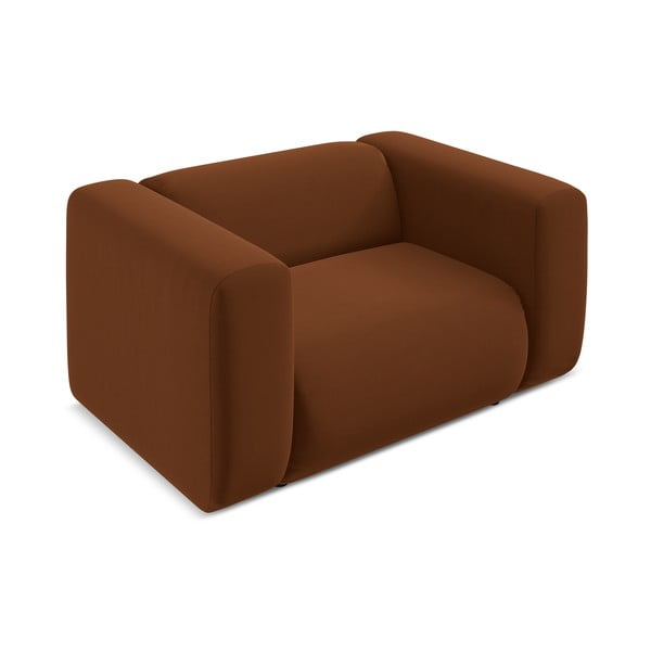 Poltrona arancione/marrone con rivestimento in velluto Ekahi – Makamii-image-3