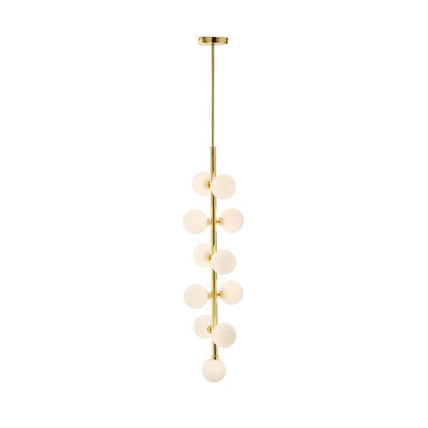 Lampadario bianco/dorato in metallo con paralume in vetro ø 27 cm Trieste – Premier Housewares-image-4