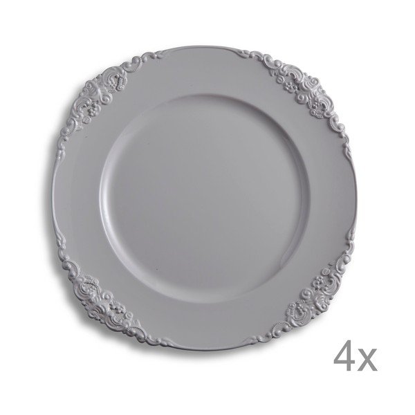Sada 4 plastových talířů Elegance Dove Grey
