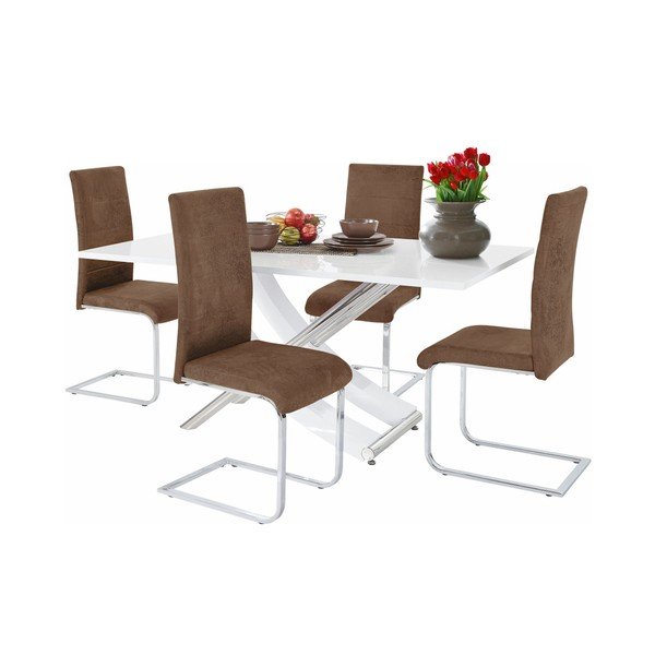 Set di tavolo e 4 sedie marroni Carl - Støraa-image-1