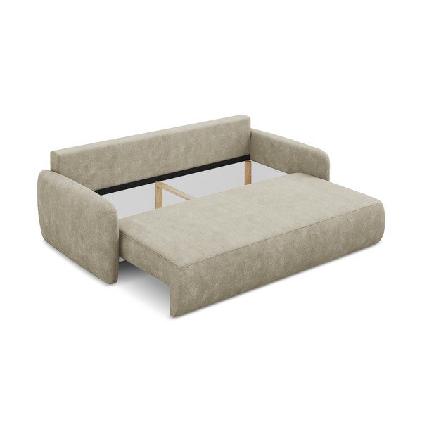 Divano beige allungabile/con contenitore con rivestimento in ciniglia 218 cm Lilo – Makamii-image-3