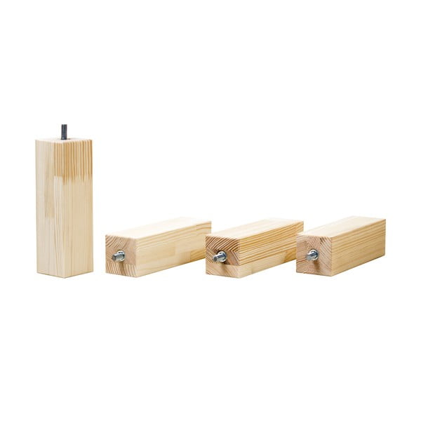 Set di 4 gambe allungate in legno di abete naturale per letto, altezza 20 cm - Benlemi