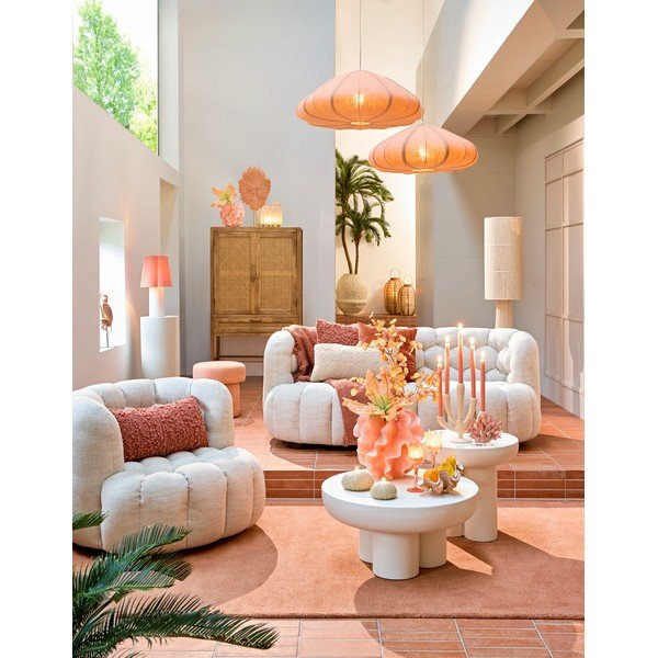 Lampada da tavolo color salmone/color crema con paralume in tessuto (altezza totale 50 cm) Musaby – Light & Living-image-4