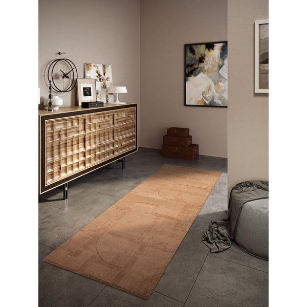 Passatoia marrone in lana tessuta a mano 80x250 cm Alexis - Villeroy&Boch-image-1