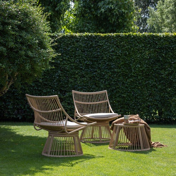 Poltrona da esterno di colore naturale in rattan artificiale Alatna – WOOOD-image-1
