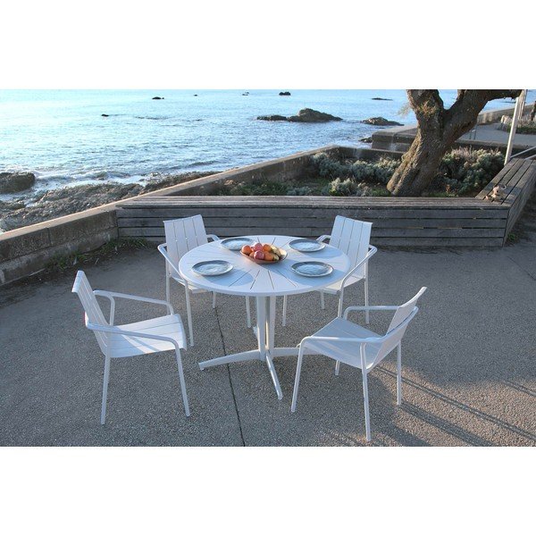 Tavolo da pranzo rotondo da giardino in alluminio ø 110 cm Fleole - Ezeis-image-1